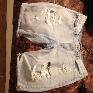 Ripped, Cut-Off, Denim Shorts.